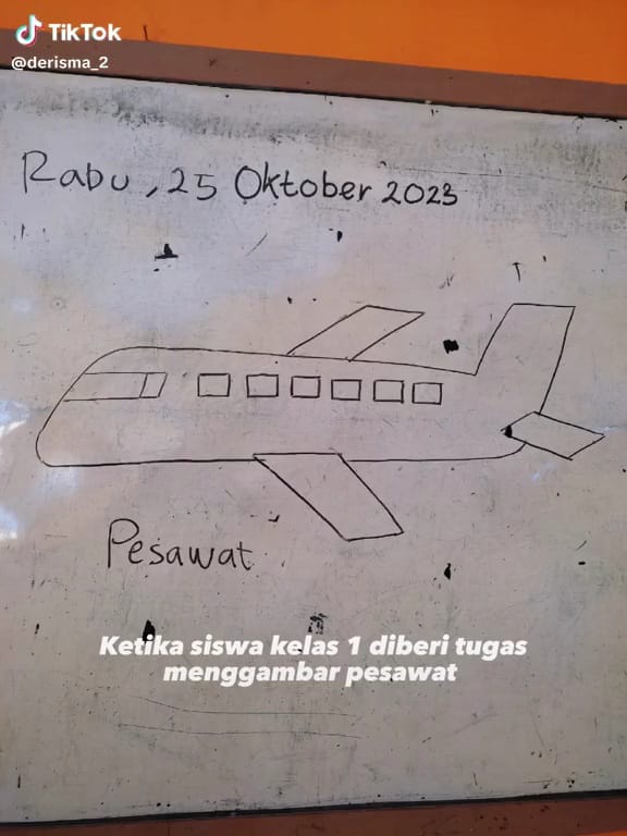 Disuruh gambar pesawat sama guru, 8 hasil karya murid kelas 1 SD ini kreatif diluar dugaan