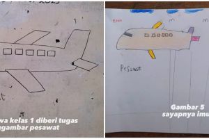 Disuruh gambar pesawat sama guru, 8 hasil karya murid kelas 1 SD ini kreatif diluar dugaan