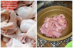 Bukan direndam cuka, ini trik praktis basmi lendir dan sisa darah pada daging ayam sebelum diolah