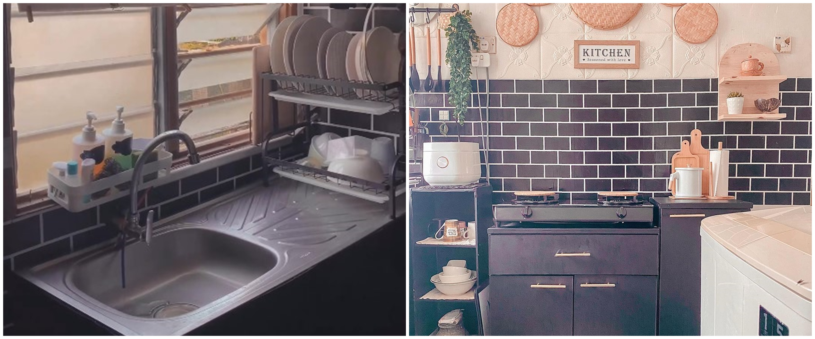 Mewah tanpa kitchen set, 9 potret dapur mungil ini perpaduan warna hitamnya bikin estetik dan elegan
