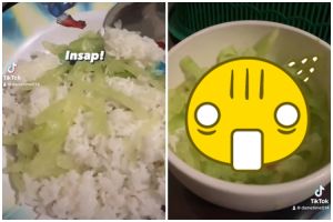 Aksi kocak pria makan nasi pakai tumis sayur ini endingnya nyesek, dikira labu siam ternyata beda menu