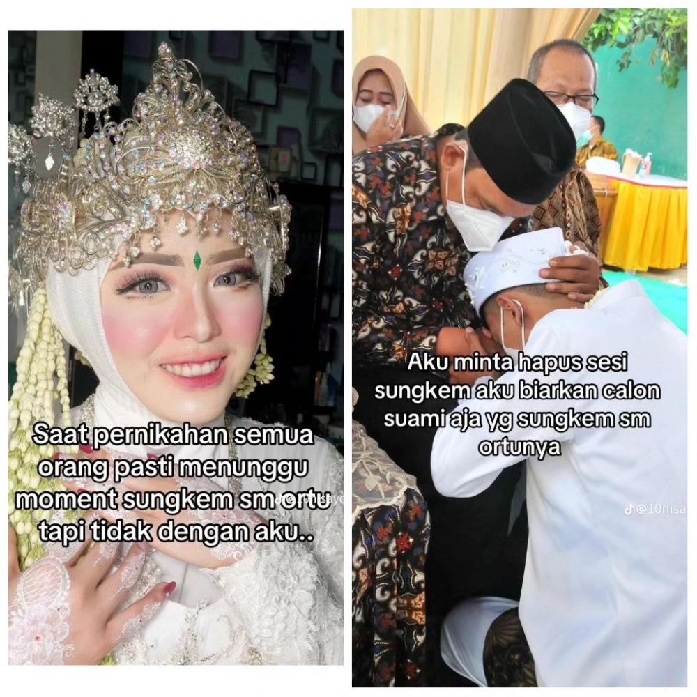 Pengantin wanita sengaja hapus sesi sungkeman ke orang tua di pernikahannya, alasannya bikin terenyuh