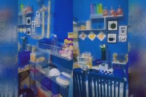 9 Potret dapur kontrakan 3 petak serba biru elektrik pemilihan warnanya nyentrik tapi estetik