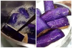 Tak perlu direndam air cuka dan garam, ini trik menggoreng terong supaya warnanya tetap ungu cerah