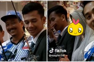 Pernikahan berkonsep ala pedang pora low bujet ini kelewat unik, ekspresi pengantinnya jadi sorotan