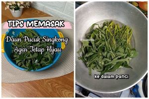 Tanpa diberi minyak goreng, ini cara merebus daun singkong agar tetap hijau cerah pakai 2 bahan dapur