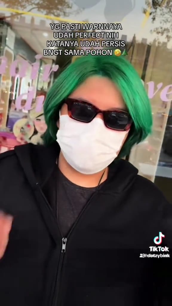 Bukan cosplay jadi Santa Claus, emak-emak ini malah bikin rambutnya jadi mirip pohon Natal