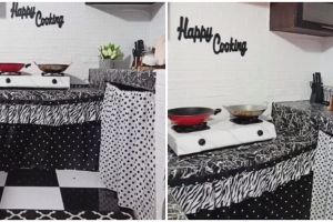 Desain awalnya meriah, 9 potret dapur dirombak tanpa kitchen set ini perpaduan hitamnya elegan pol