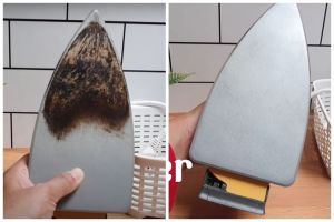 Bukan dengan sabun, begini trik hilangkan kerak gosong di setrika pakai tambahan 1 bahan masak
