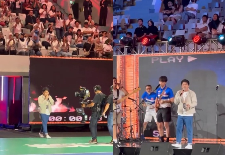 Momen Ariel NOAH nyanyi lagu Kisah Cintaku di event Sport Party, reaksi Luna Maya bikin heboh