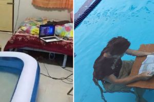 11 Potret kocak orang di kolam renang ini bikin nggak habis pikir, definisi yang penting nyantai dulu