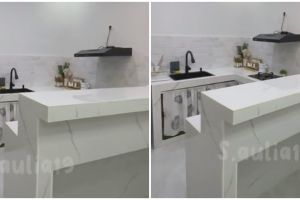 Mewah tanpa kitchen set, 11 potret dapur rumah subsidi tipe 30 pakai mini bar ini desainnya elegan