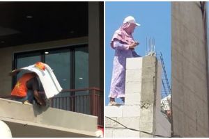 11 Potret kocak cara kuli agar tak kena panas ini bikin nyengir, low bujet dan kreatif pol