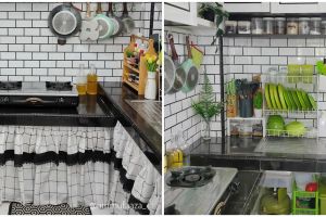 11 Potret dapur mungil tanpa kitchen set ini kombinasi warna hitamnya homey pol, estetik nggak kusam