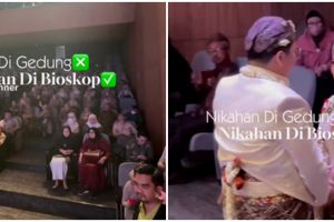 Momen pengantin gelar akad nikah bak di teater bioskop, cocok buat yang mau intimate wedding