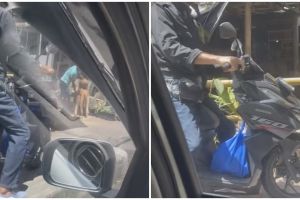 Momen pengendara kena macet di Bali endingnya naik trotoar ini malah repotin diri sendiri, bikin mengh