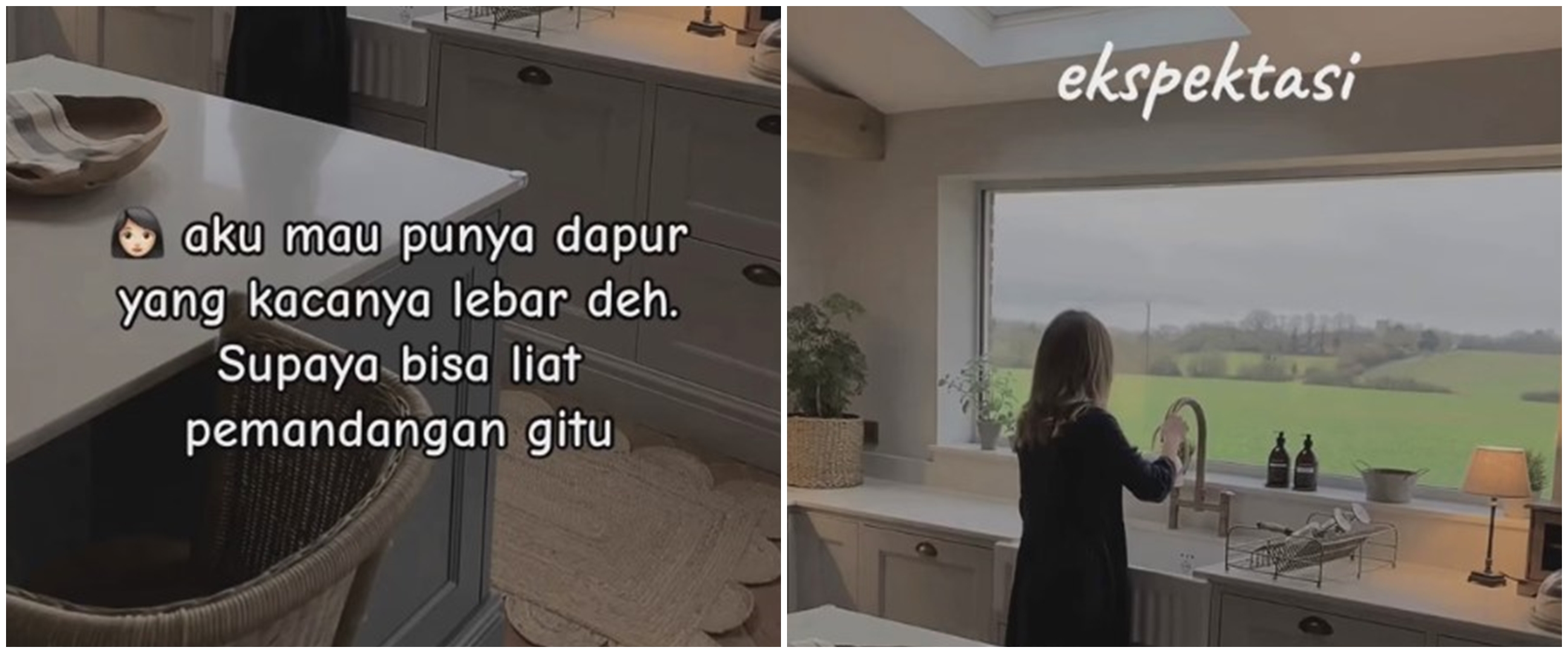 Wanita ini ubah dapur pakai jendela lebar dengan lanskap alam biar estetik, hasilnya bikin salfok