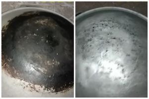 Tak perlu sitrun atau cuka, ini cara bersihkan kerak gosong di pantat wajan ditambah 2 bahan dapur