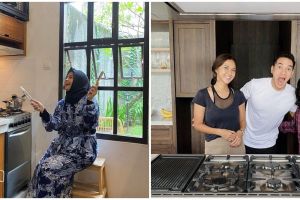 Potret dapur 9 seleb bernuansa kayu ini tampak hangat dan bikin betah masak