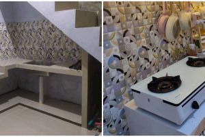 11 Potret dapur tanpa kitchen set mewah ini desainnya pas buat kolong tangga, elegan pakai mini bar