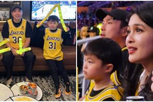 Sultan nggak kaleng-kaleng, ini 9 momen keluarga Sandra Dewi nonton NBA di Los Angeles fasilitas VVIP