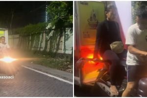 Pasangan tarik gerobak pakai motor ini caranya udah bener tapi endingnya bikin ngakak kenceng