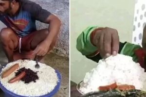 11 Potret kocak bapak-bapak makan dengan porsi besar ini seperti puasa dari lahir, bikin senyum kecut