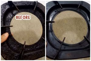 Cuma modal Rp5.000, ini cara bersihkan kerak gosong tungku kompor agar kinclong pakai 2 bahan dapur
