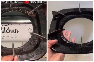 Tak perlu disikat, ini trik bersihkan karat dan kerak di tungku kompor cuma pakai 1 bahan sederhana