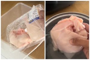 Tanpa direndam air berjam-jam, ini trik mencairkan daging ayam beku dalam 30 menit pakai 1 alat