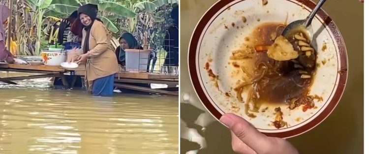 Momen resepsi dilanda banjir ini menyulitkan tamu undangan tapi mempermudah panitia cuci piring