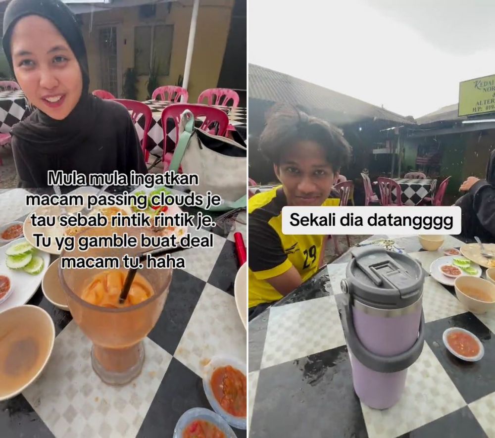 Lagi makan diguyur hujan, teman ajak taruhan 'siapa bangun dia bayar' ini endingnya nggak disangka