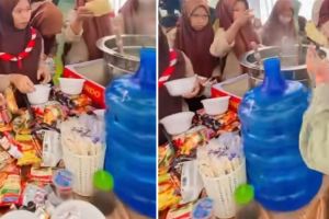 Anak sekolah jadi tamu undangan di pernikahan ala warmindo ini unik, kondangan berasa jajan di kantin