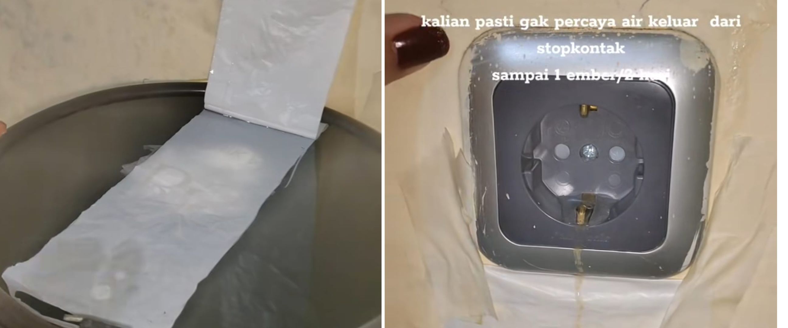 Momen wanita heran lihat air mengalir di rumahnya lewat stop kontak, ternyata ini penyebabnya