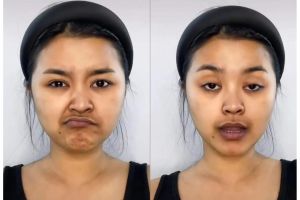 Bibirnya bikin salfok, transformasi makeup wanita dengan area mulut gelap ini hasilnya flawless abis