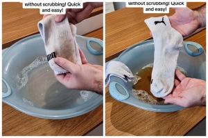 Tanpa disikat, ini cara mudah mencuci kaus kaki putih dekil jadi seperti baru pakai 3 bahan dapur