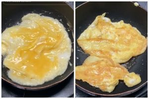 Cara praktis bikin telur dadar cuma pakai wajan tanpa mangkuk kocok, bikin hemat cucian