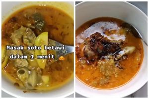 Hemat gas, trik cepat masak soto daging Betawi ini hanya butuh 1 menit