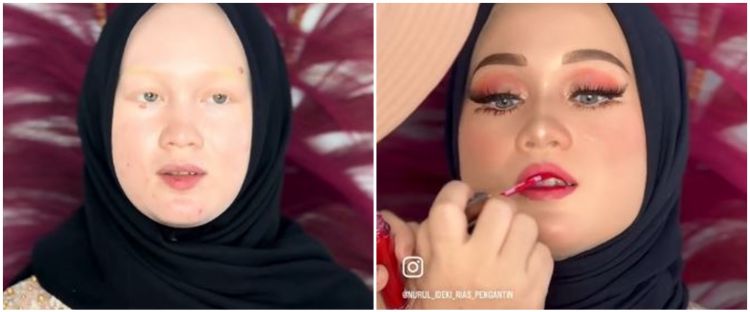 Transformasi makeup pengantin wanita albino dirias MUA pakai adat Minang ini hasilnya manglingi
