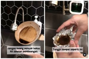 Bukan dicampur bubuk khusus, ini trik padatkan minyak goreng bekas sebelum dibuang pakai 1 bahan dapur