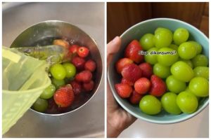Bukan dicampur tepung, cara wanita bersihkan lapisan lilin pada anggur ini cukup pakai 1 bahan dapur