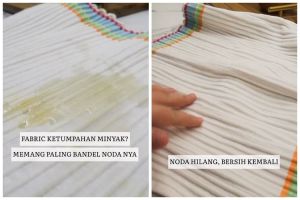 Bukan direndam air panas, ini trik hilangkan noda minyak di kain lap cuma pakai 3 bahan dapur