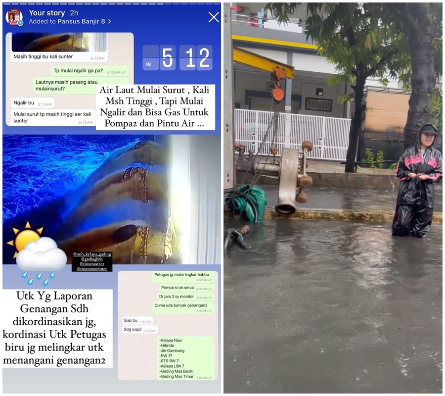 Tetap bertugas pantau banjir kawasan Kelapa Gading di tengah Pemilu 2024, aksi Tina Toon tuai pujian