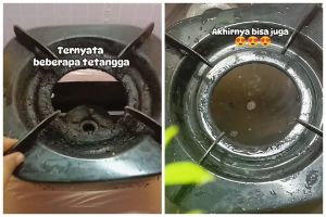 Tanpa diberi sitrun, cara emak-emak usir kerak di tungku kompor ini bikin kinclong pakai 3 bahan dapur