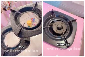 Tak diberi sitrun, trik emak-emak basmi kerak di tungku kompor agar glowing ini andalkan 3 bahan dapur