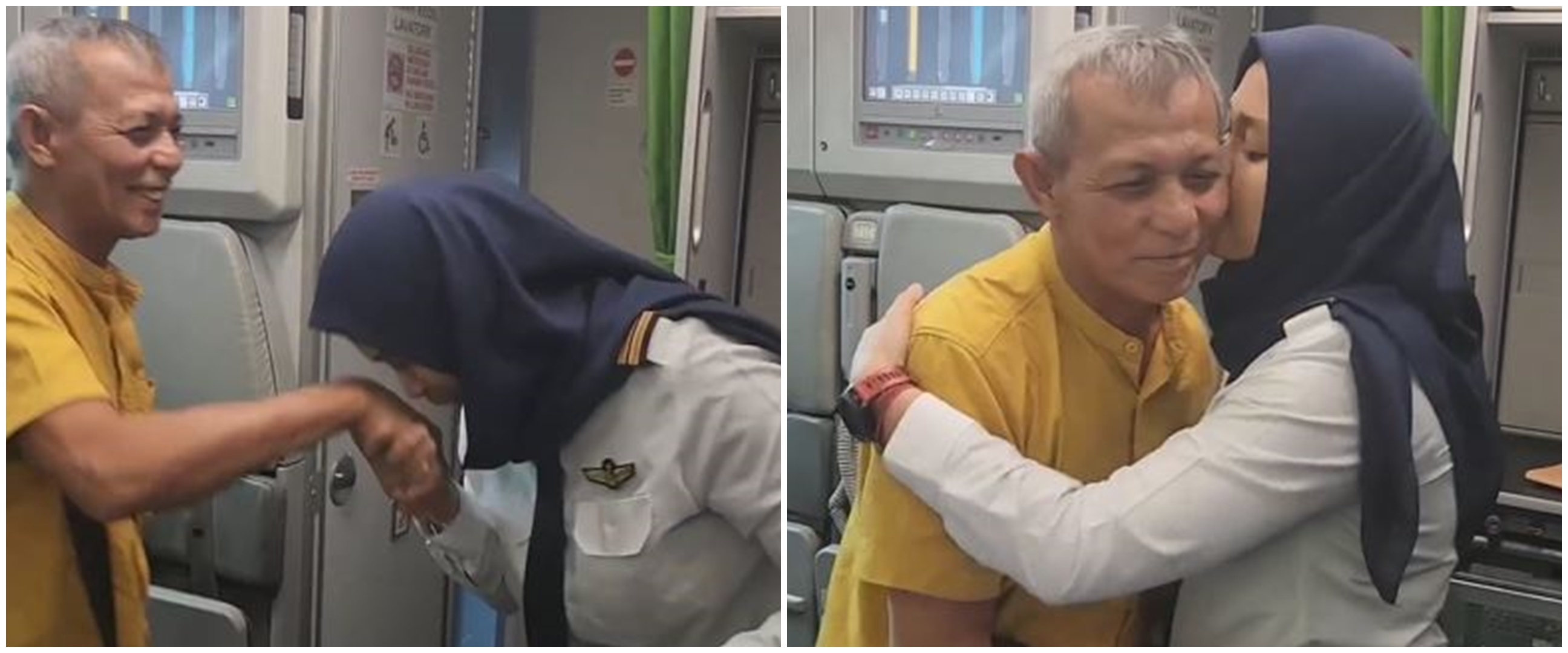 Momen guru naik pesawat yang dipiloti anaknya ini punya latar kisah haru, banjir doa dari warganet