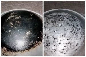 Tanpa diolesi sitrun, trik bapak-bapak basmi noda gosong di pantat wajan ini cuma pakai 3 bahan dapur