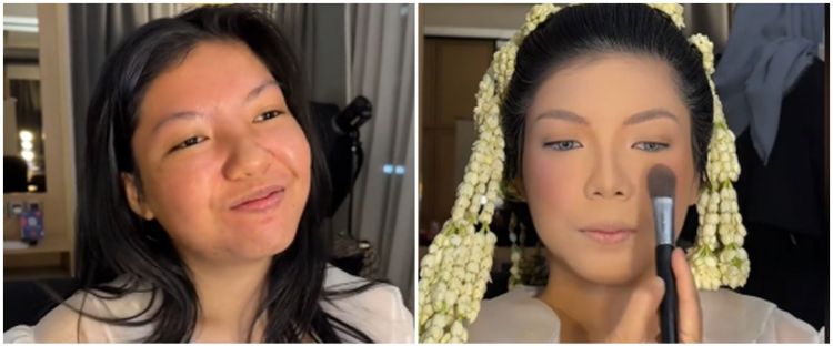 Transformasi makeup pengantin berwajah bulat dirias MUA ini hasilnya cantik paripurna