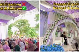 Momen pengantin bikin resepsi di tengah kuburan ini bikin bingung, mau nikah malah ingat kematian