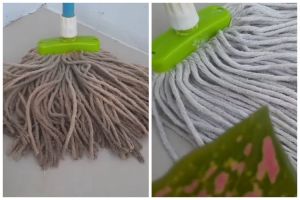 Bukan pakai detergen, ini trik memutihkan kain pel dekil cukup pakai tambahan 1 bahan dapur